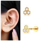 Dainty Diamond Geometric Helix Earring in Gold Diamond - ( HI-SI ) - Color and Clarity - Rosec Jewels