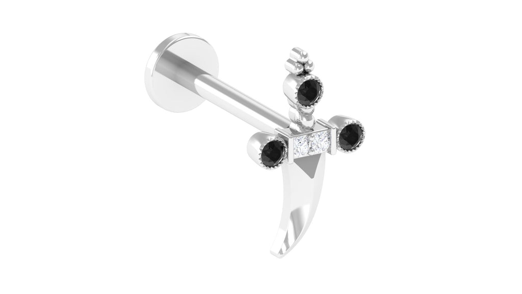 Real Black and White Diamond Dagger Helix Earring Black Diamond - ( AAA ) - Quality - Rosec Jewels