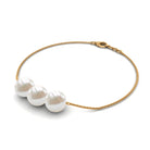 8 MM Freshwater Pearl Three Stone Chain Bracelet in Gold Freshwater Pearl - ( AAA ) - Quality - Rosec Jewels