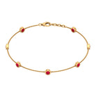 1 CT Bezel Set Ruby Station Chain Bracelet in Gold Ruby - ( AAA ) - Quality - Rosec Jewels