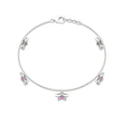 Round Pink Sapphire Star Charm Bracelet Pink Sapphire - ( AAA ) - Quality - Rosec Jewels