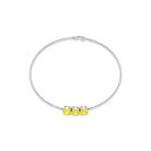Round Yellow Sapphire Three Stone Chain Bracelet Yellow Sapphire - ( AAA ) - Quality - Rosec Jewels