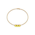 Round Yellow Sapphire Three Stone Chain Bracelet Yellow Sapphire - ( AAA ) - Quality - Rosec Jewels