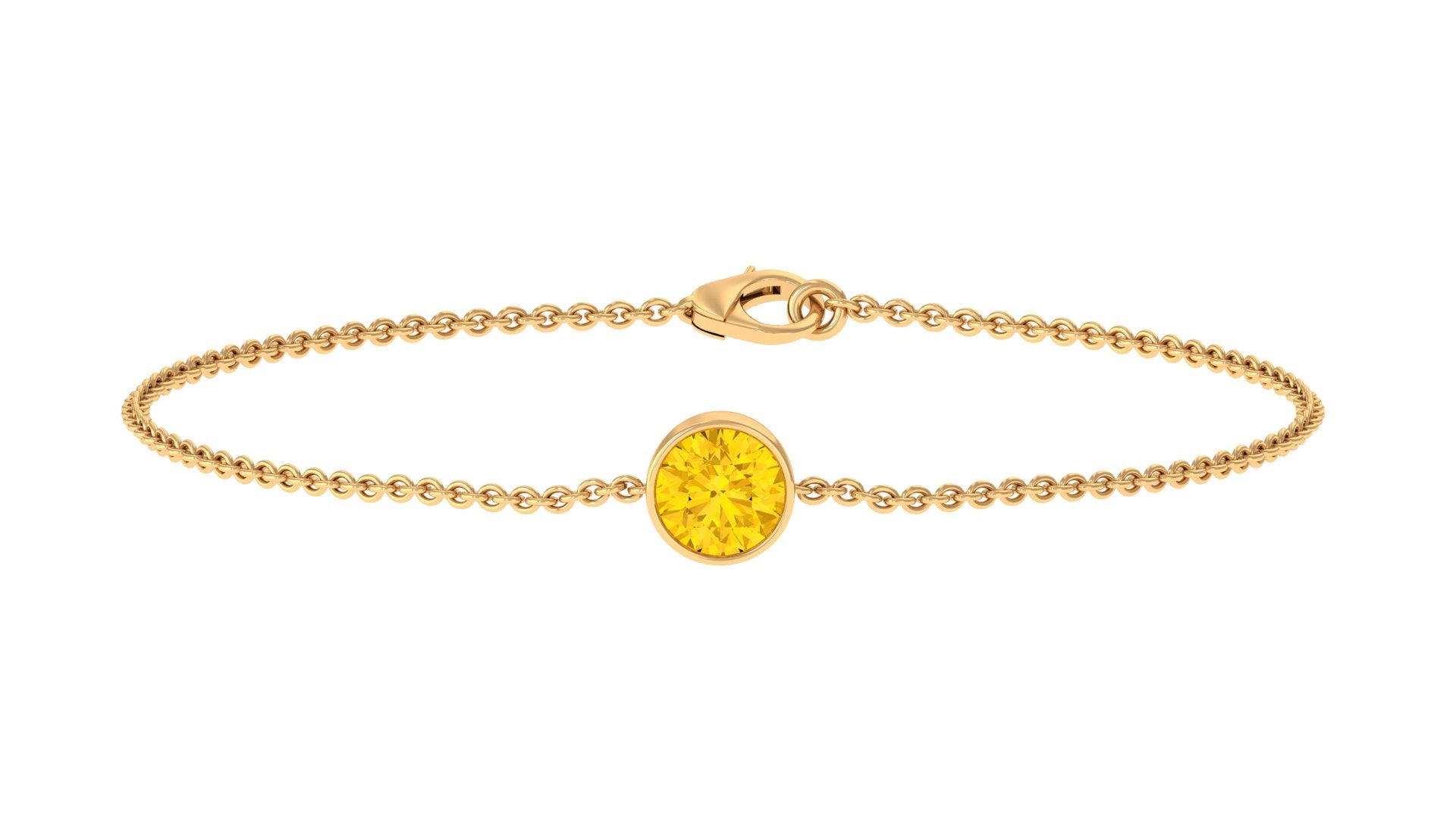 Bezel Set Yellow Sapphire Simple Solitaire Bracelet Yellow Sapphire - ( AAA ) - Quality - Rosec Jewels