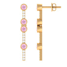 Pink Sapphire and Diamond Dangle Earrings Pink Sapphire - ( AAA ) - Quality - Rosec Jewels