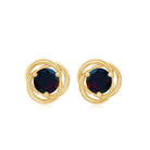 0.50 CT Natural Black Opal Solitaire Swirl Stud Earrings in Gold Black Opal - ( AAA ) - Quality - Rosec Jewels