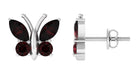 2 CT Butterfly Stud Earrings with Round and Marquise Cut Garnet Garnet - ( AAA ) - Quality - Rosec Jewels