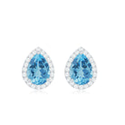1.50 CT Classic Pear Cut Swiss Blue Topaz and Diamond Stud Earrings Swiss Blue Topaz - ( AAA ) - Quality - Rosec Jewels
