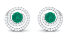 Emerald Stud Earrings with Diamond Emerald - ( AAA ) - Quality - Rosec Jewels