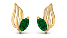 Marquise Shape Emerald Petal Stud Earrings with Screw Back Emerald - ( AAA ) - Quality - Rosec Jewels