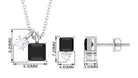 Princess Cut Black Onyx Jewelry Set with Diamond Black Onyx - ( AAA ) - Quality - Rosec Jewels