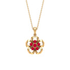 1/2 CT Cluster Ruby Gold Floral Pendant Ruby - ( AAA ) - Quality - Rosec Jewels