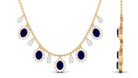 Rosec Jewels-Oval Cut Blue Sapphire and Diamond Bridal Station Chain Necklace