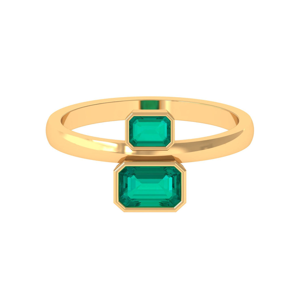 1 CT Moi Et Toi Octagon Cut Emerald Two Stone Engagement Ring Emerald - ( AAA ) - Quality - Rosec Jewels