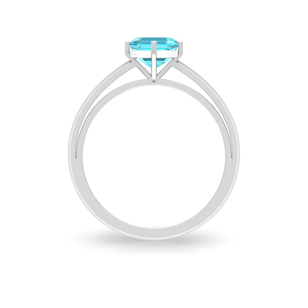 1.25 CT Asscher Cut Swiss Blue Topaz Solitaire Ring in Two Tone Gold Swiss Blue Topaz - ( AAA ) - Quality - Rosec Jewels