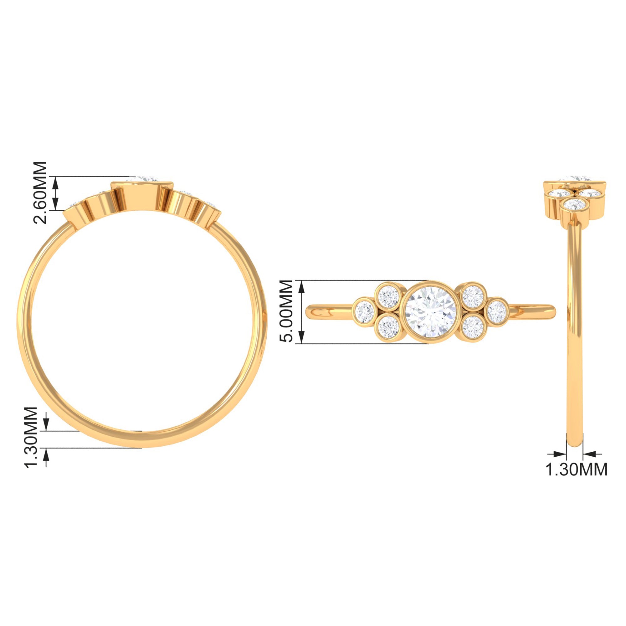 1/2 CT Bezel Set Zircon Cluster Promise Ring in Gold Zircon - ( AAAA ) - Quality - Rosec Jewels