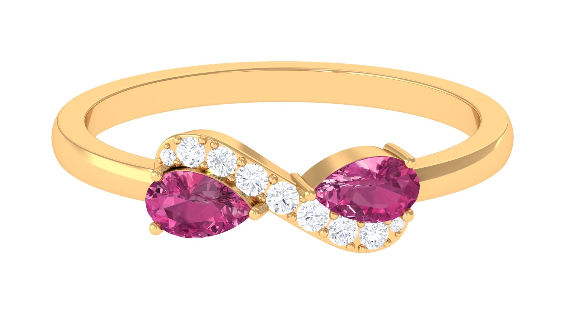 Pink Tourmaline Infinity Promise Ring with Diamond Pink Tourmaline - ( AAA ) - Quality - Rosec Jewels