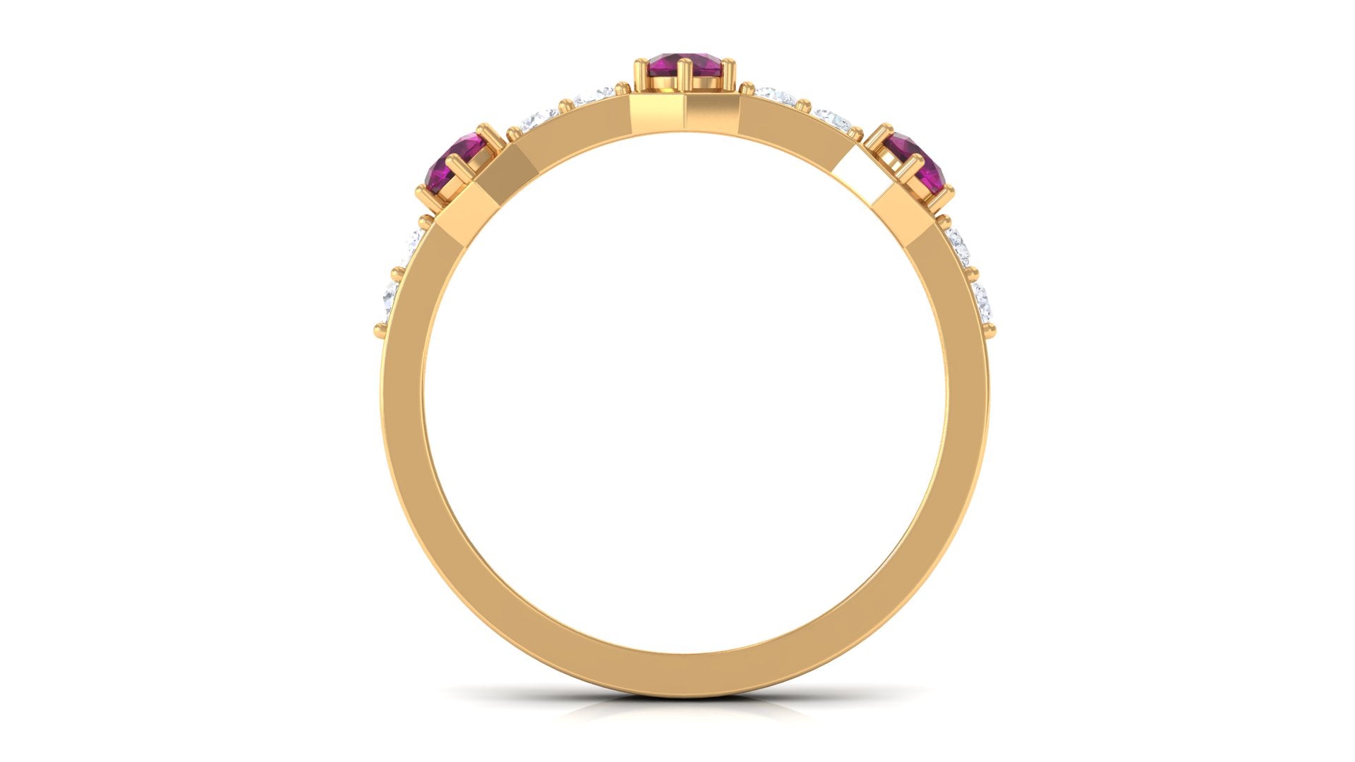 1 CT Rhodolite and Diamond Minimal Half Eternity Ring Rhodolite - ( AAA ) - Quality - Rosec Jewels