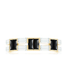 Baguette Cut Black Spinel and Moissanite Half Eternity Ring Black Spinel - ( AAA ) - Quality - Rosec Jewels