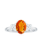 Split Shank Oval Fire Opal and Diamond Solitaire Engagement Ring Fire Opal - ( AAA ) - Quality - Rosec Jewels