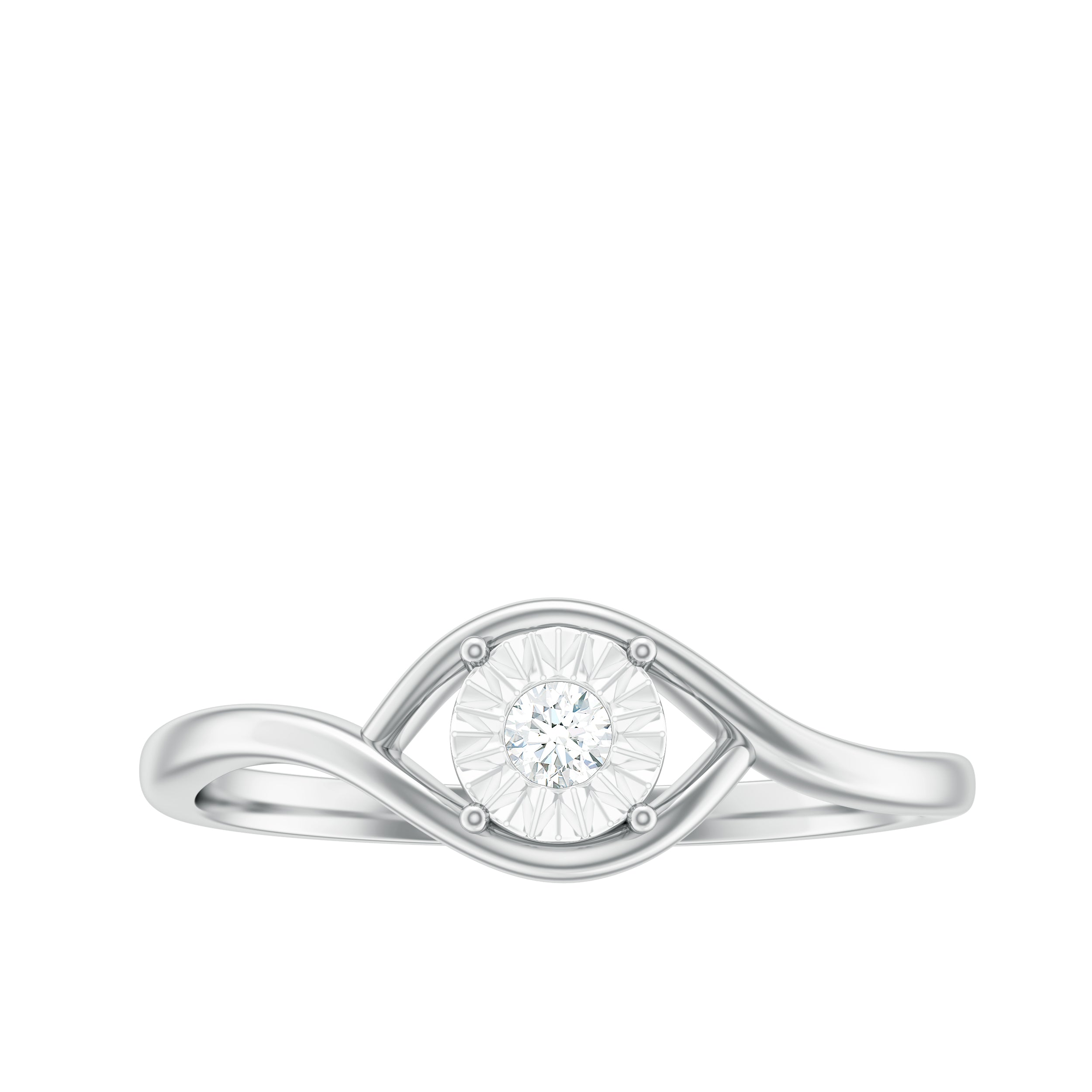 Illusion Set Round Cut Diamond Promise Ring in Gold Diamond - ( HI-SI ) - Color and Clarity - Rosec Jewels