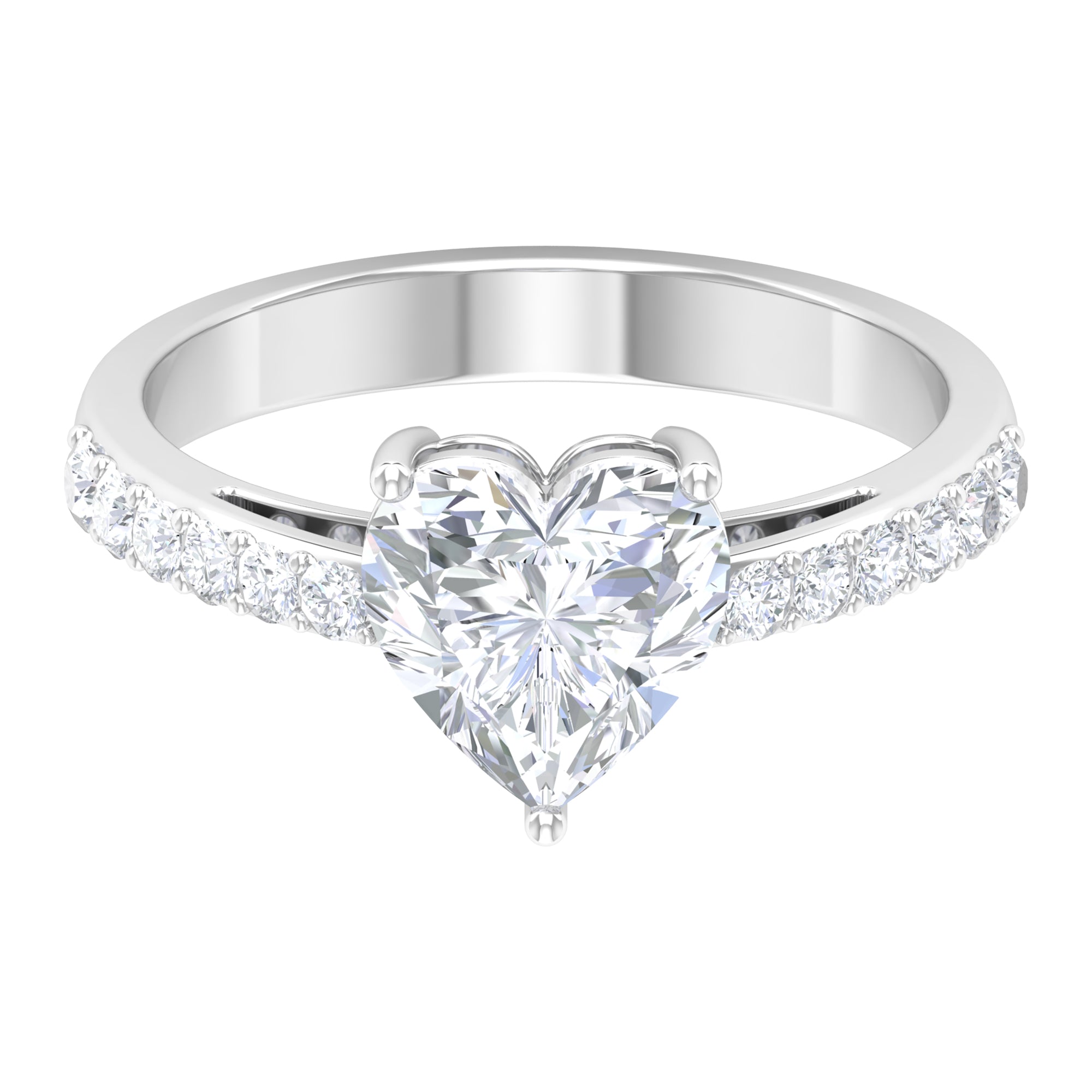 2.75 CT Heart Moissanite Solitaire Engagement Ring Moissanite - ( D-VS1 ) - Color and Clarity - Rosec Jewels