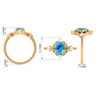Oval Swiss Blue Topaz Cocktail Ring with Diamond Swiss Blue Topaz - ( AAA ) - Quality - Rosec Jewels