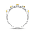 Certified Citrine and Diamond Classic Halo Half Eternity Band Ring Citrine - ( AAA ) - Quality - Rosec Jewels