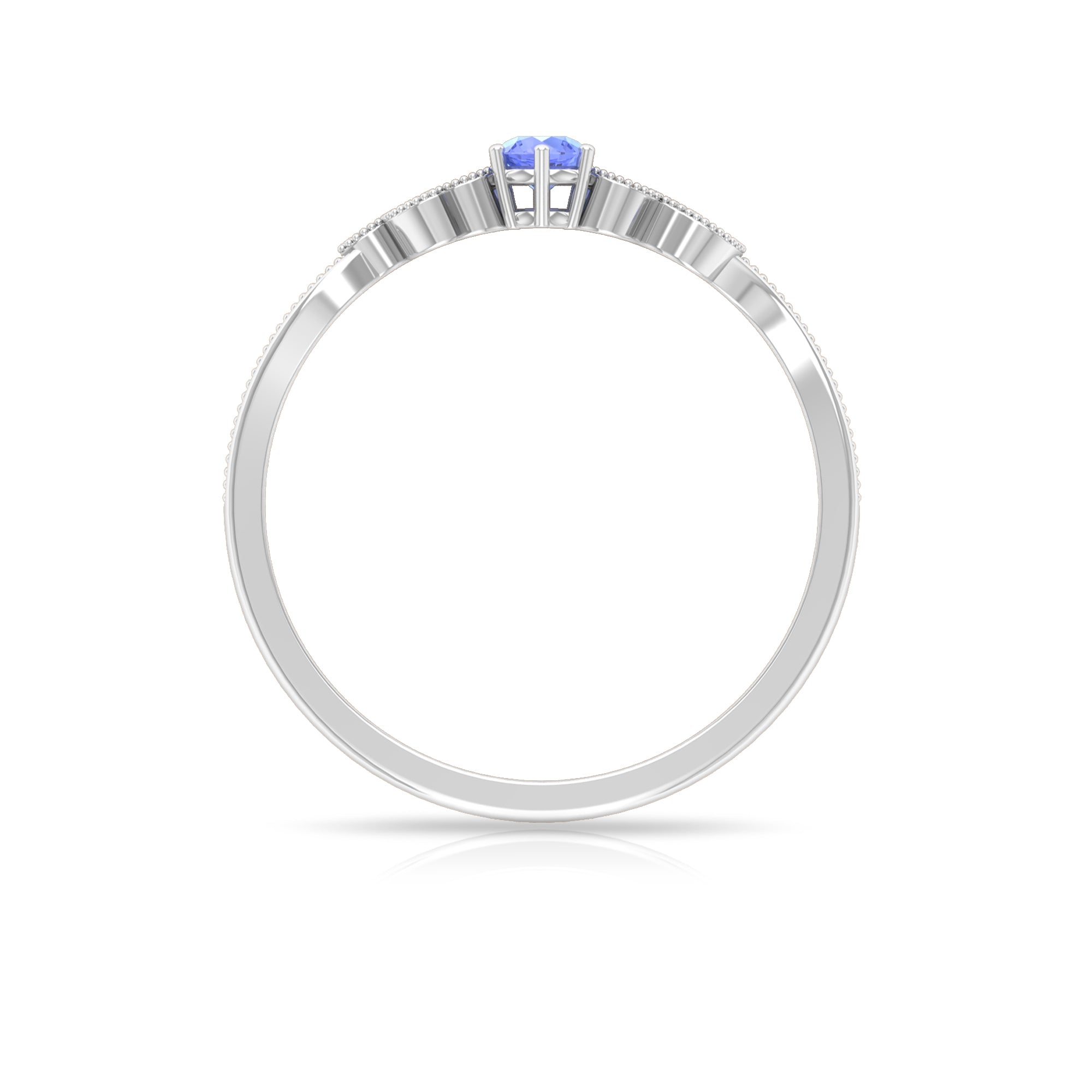 Real Tanzanite and Diamond Leaf Branch Promise Ring Tanzanite - ( AAA ) - Quality - Rosec Jewels