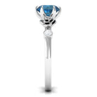 1.5 CT Solitaire London Blue Topaz Flower Ring with Diamond London Blue Topaz - ( AAA ) - Quality - Rosec Jewels