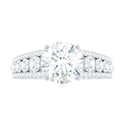 Round Shape Moissanite Solitaire Engagement Ring with Side Stones Moissanite - ( D-VS1 ) - Color and Clarity - Rosec Jewels