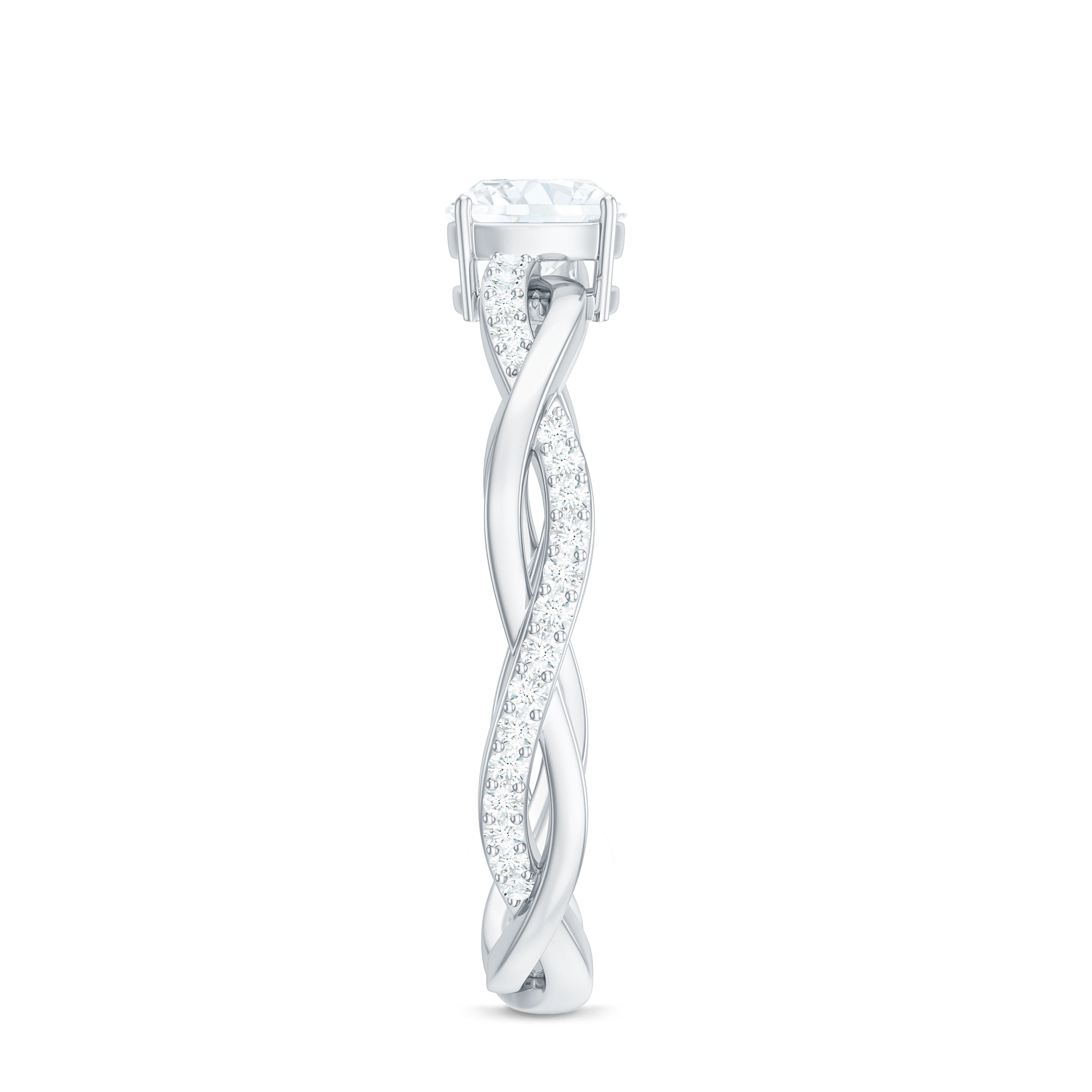 Cushion Cut Moissanite Solitaire Braided Promise Ring Moissanite - ( D-VS1 ) - Color and Clarity - Rosec Jewels
