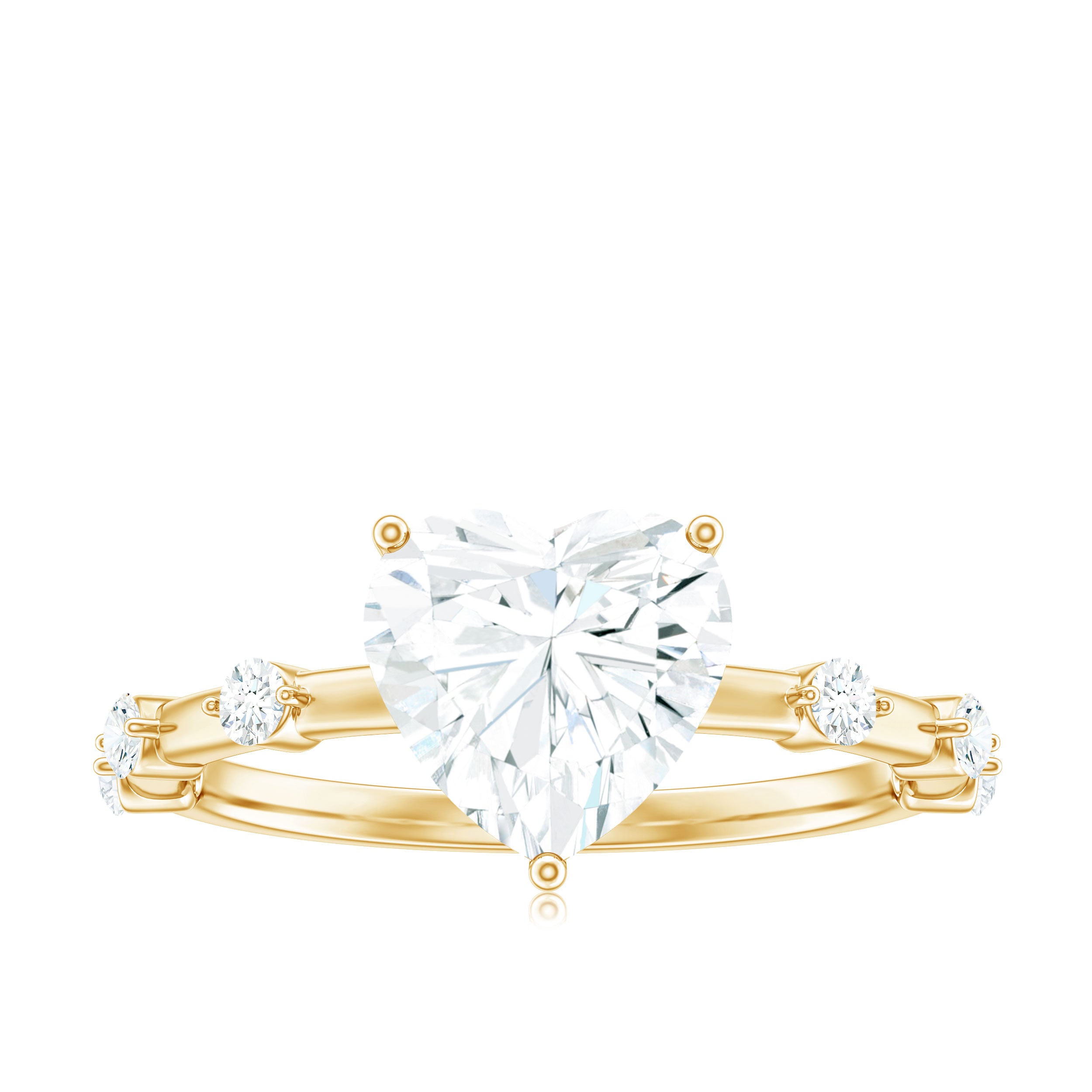 Large Heart Shape Moissanite Solitaire Engagement Ring in Gold Moissanite - ( D-VS1 ) - Color and Clarity - Rosec Jewels