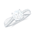 Classic Cushion Cut Moissanite Solitaire Engagement Ring in Gold Moissanite - ( D-VS1 ) - Color and Clarity - Rosec Jewels